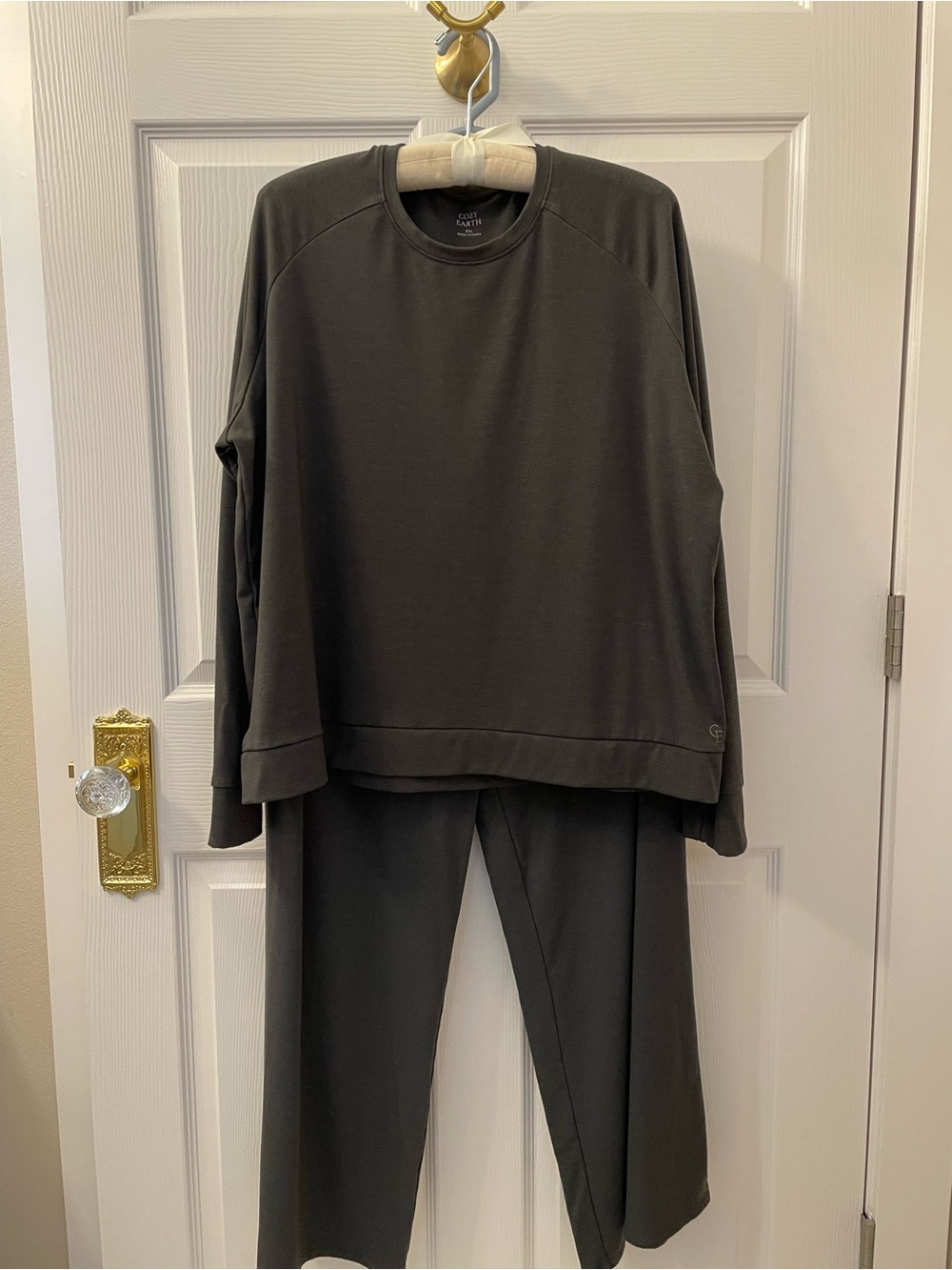 Cozy Earth Women's Brushed Bamboo Jogger Set in Charcoal Gray XXL